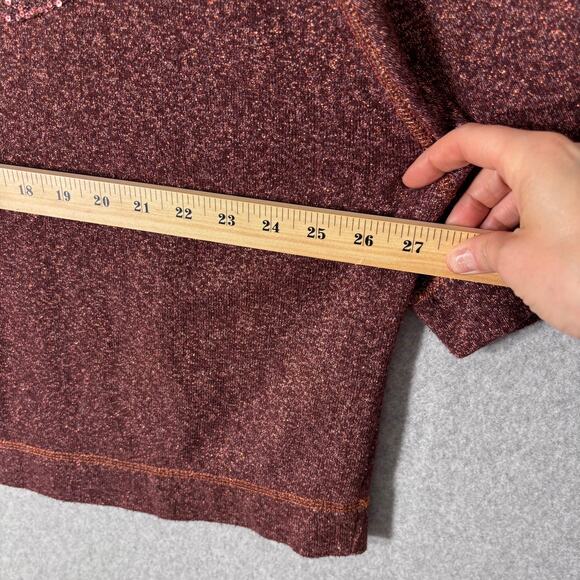 Lane Bryant Sweater 18 20 Burgundy Sequin Metallic Shimmery Stretch Copper Comfy - Picture 9 of 10